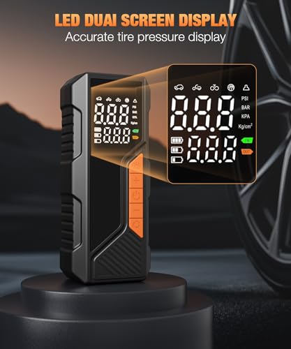 Cordless Tyre Inflator 150PSI, Portable Air Compressor with Digital Display & LED Light, Rechargeable Electric Pump for Car, Bike, Motorcycle & Inflatables - Image 6