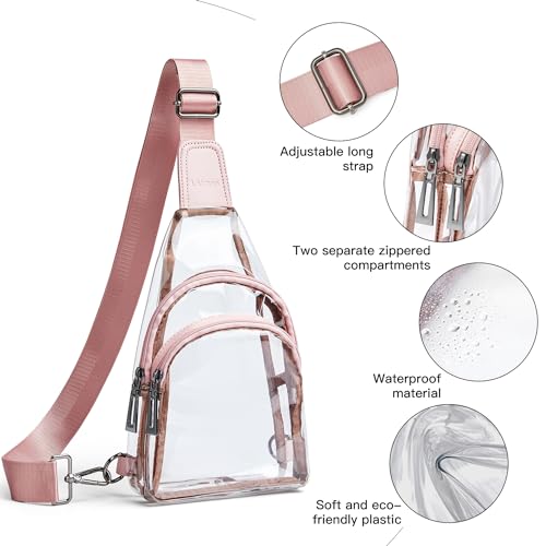 Image of LATMAP Clear Bag for Stadium Events 12x6x12 Clear Purse with 3-Zipper Pockets Crossbody Handbag Tote for Concerts Sports