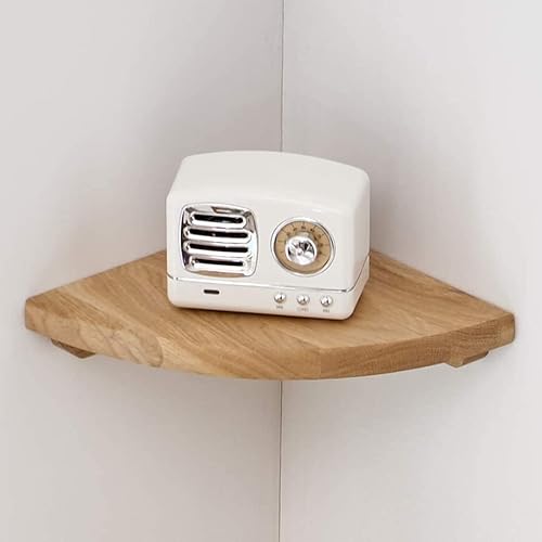 BEUGAWHOO Estante esquinero para montaje en pared, estante flotante de madera de roble de 14 pulgadas, extremo redondo, mesita de noche pequeña,