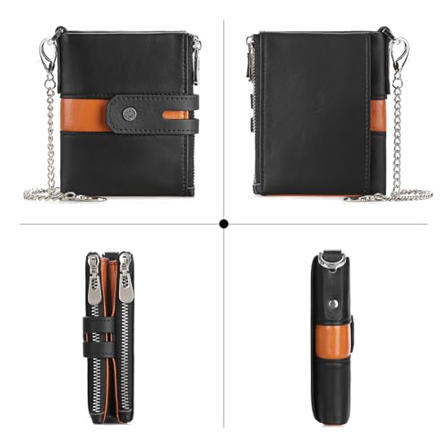 GAEKEAO Chain Wallets for Men - Bifold RFID Blocking Mens Wallet with Chain, High Security Leather Wallets with Coin Pocket3