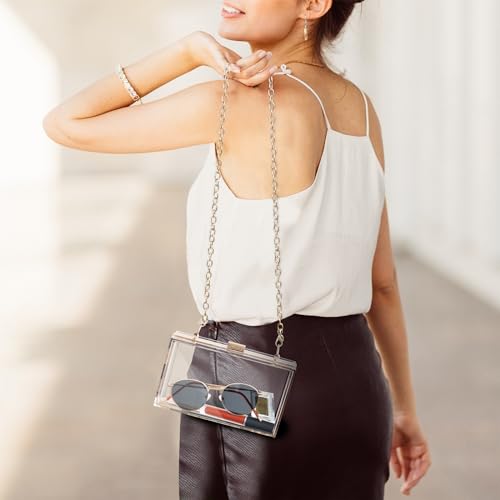 Wjcd Clear Purse For Women Acrylic Clear Clutch Bag,Acrylic Purses Clear Clutch Purse Shoulder Handbag With Removable Chain thumb #4