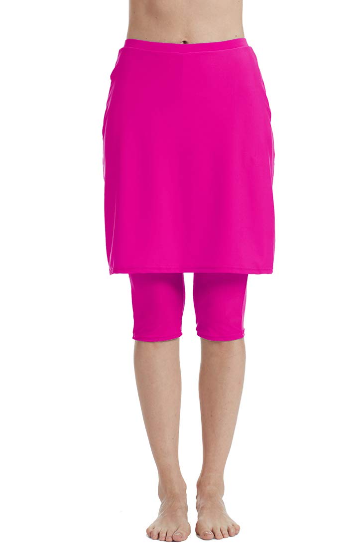 Micosuza Womens Skirted Swim Capris Sun Protective UPF 50+ Swimming Tight with Attached Skirt Sport Leggings