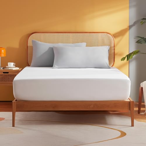 Sonive Drap-Housse, 160 x 200cm, Élastique, Grand, Blanc Oeko-TEX – vue 2