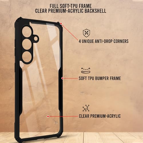 Image of Jkobi Back Case Cover for Samsung Galaxy S24 FE (Shockproof with Polycarbonate Clear Panel | Professional Black)
