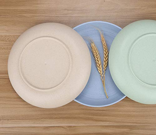 Luckyzone 8.8 Inches Unbreakable Wheat Straw Plates - Reusable Plate Sets Of 4 For Kitchen Dinner Lunch Dishes - Dishwasher & Microwave Safe - Healthy, Bpa Free & Eco-Friendly (Beige) #TOP5