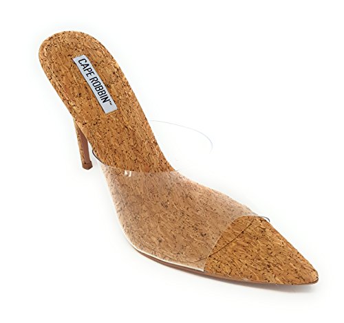 Cape Robbin Melrose Sexy Stiletto High Heels For Women, Transparent Booties For Women With Pointed Open Toe - Cork Transparent Size 6.5 #TOP1