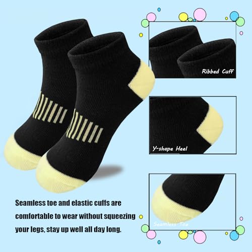 Girls Socks 12 Pairs Ankle Socks for Girls Kids Athletic Cotton Sports Sock Running Low Cut Sock3