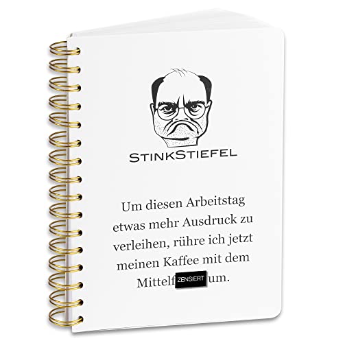 Stinkstiefel Notizbuch A5 Spiralbindung - Blanko - 100 Blatt - Scherzartikel mit frechem Spruch für deine Freunde - Ringbuch A5 - Notebook Cover