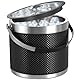 3.2L Eiswürfelbehälter mit Deckel und Schaufel, Upgrade Lederdesign Edelstahl Eiskübel, Doppelwandiger Isolierter Eisbehälter für Cocktailbar und Party (Schwarz)