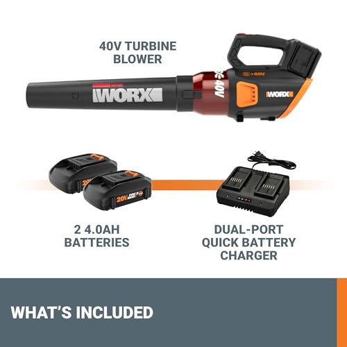 WORX Cordless Leaf Blower, Electric Blower for Lawn Care wth Brushless Motor, 2 × 2.5 Ah Batteries & Charger Included, WG584 by WORX - Image 5