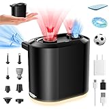 RealPlus Electric Air Pump, 3600mAh Battery Air Pump for Inflatables with 8 Nozzles and LED Lights, Mini Portable, Low & High Pressure Inflator/Deflator Pump for Air Mattress, Pool Floats, Balls, Bags