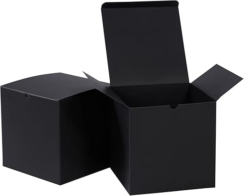 Cajas de regalo con tapa de 5 x 5 x 5 pulgadas, paquete de 50 cajas de regalo de papel negro, cajas grandes para regalos, propuesta de dama