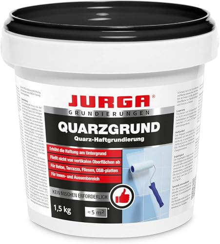 JURGA Quarzgrund Weiss 1,5 kg - ca.5m² Haftgrund Fliese auf Fliese mit Quarzsand - Quarzgrundierung auf Fliesen & Putz & Beton Fliesengrundierung