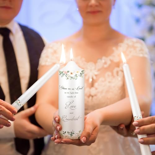 Layhit Unity Wedding Candles Ceremony Set with Glass Candlesticks Holders and Decor for Religious Anniversary Big Events Gifts for Couple