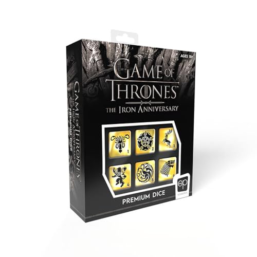 Game of Thrones Premium Dice Set | Collectible d6 Dice Featuring House Crests - Targaryen; Stark; Lannister; and More | Custom Dice with Collectible Drawstring Pouch | Officially Licensed 6-Sided Dice