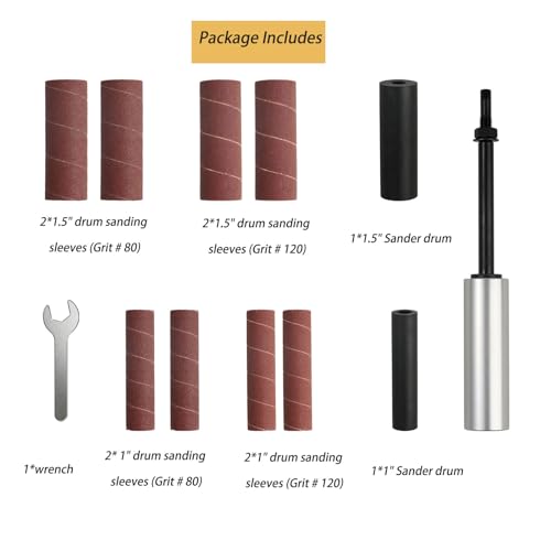 HANPINYUAN Hand-Held Drum Spindle Sander for Woodworking,Rubber Sanding Drum for Drill (Silvery)