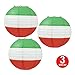 Beistle Multicolored Round Shaped Paper Lanterns, 9 1/2-Inch, Red/White/Green