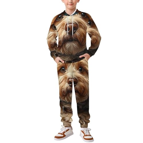 Boys Girls Pullover Hoodie Jogger Pants Kid Outfit Sweatshirt Sweatpants Set, Labradoodle Dog Vintage