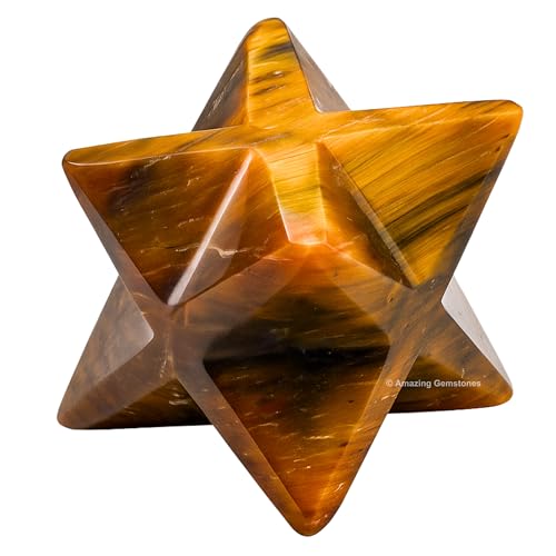 Amazing Gemstone Tiger Eye Merkaba Crystal - 1.5 Inches Metaphysical