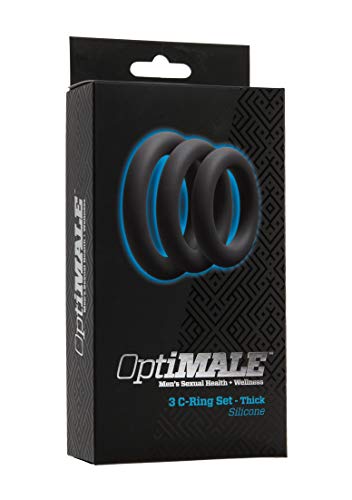 Doc Johnson Optimale - Thick 3 C-Ring Set - Stretchy Silicone - Slate #TOP1