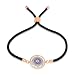 Produktbild |Young Story| Armband Frauen schwarzes Textilband hochwertige blaue Zirkonia-Steine Rosegold vergoldet verstellbar orientalisch