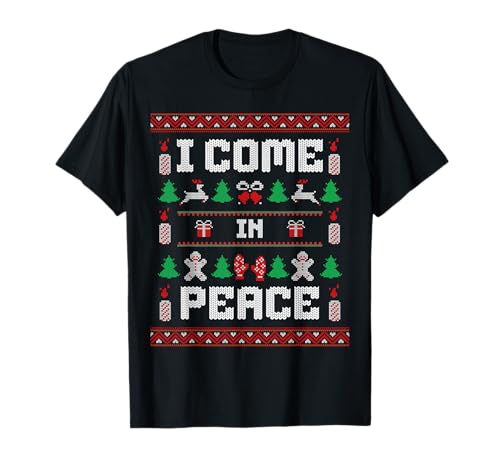 I Come In Peace Couple Matching Ugly Christmas Sweater Maglietta