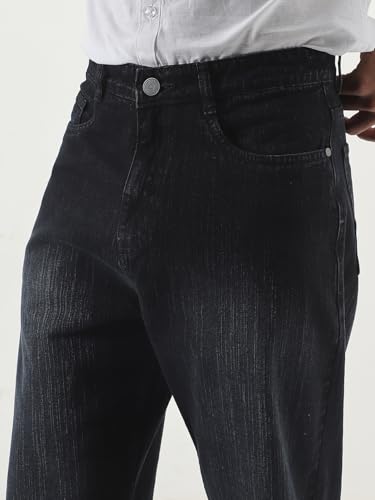 Image of Urbano Fashion Men's Loose Baggy Fit Washed Denim Jeans Non-Stretchable