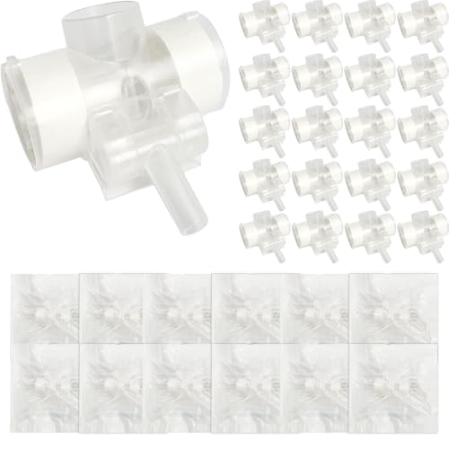 20-Pack HME 1500 T-Shape Tracheostomy Heat and Moisture Exchanger with Rotary O2 Port