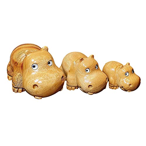 Hippo Figurine Camphor Wooden Hippo Statue Art Miniature Carved Small Animal Sculpture