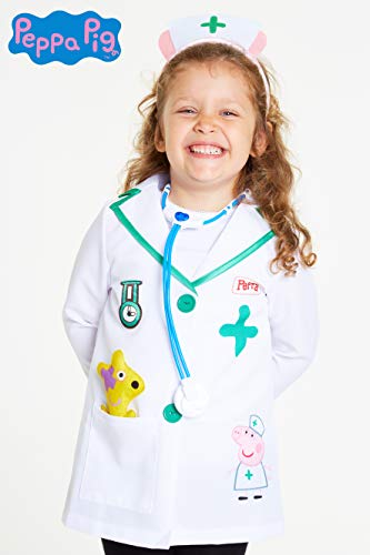 Peppa Pig Kostuum voor kinderen, dokterskostuum voor meisjes en jongens, met Peppa Pig, stethoscoop en laboratoriumjas, kinderkostuum, 3-5 jaar (3 jaar) - Image 6