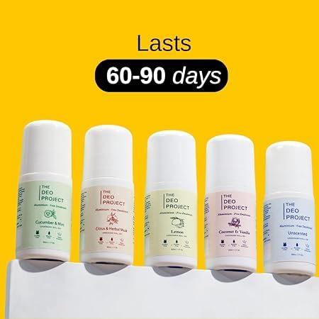 Image of Aluminium-Free Lemon Underarm Roll-On Deodorant, 50ml, Pack of 2 | Prevents Odour, Brightens Skin & Exfoliates Underarm | Unisex - 100 ML