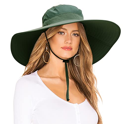 Hllman Super Wide Brim Sun Hat Upf 50+ Protection Hats For Mens/Womens Large Buket Hat For Fishing, Hiking, Gardening Army Green #TOP1