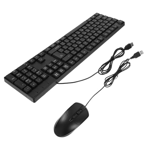IWOWHERO Teclado y Ratón USB Cable Silencioso Diseño y Óptico Compatible Portátil para Oficina y Hogar Conexión sin Necesidad de Pilas 1 Juego