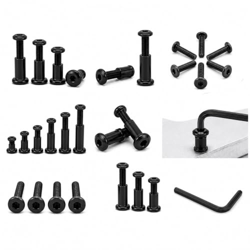 Image of By VP INDUSTRIES (Combo -20 Pcs) M8x70 mm Allen JCB Head Screw with Sleeve Nut & Allen Key | Black Zinc Male-Female Connector for Wood Work, Electrical Fittings, DIY Projects & Industrial Use
