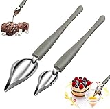 2 Pcs Saucier Drizzle Spoons Stainless Steel Spoons, Culinary Precision Drawing Decorating Spoon Set, Professional DIY Filter Spoon for Decorating Plates, Cake, Coffee at Christmas Thanksgiving day
