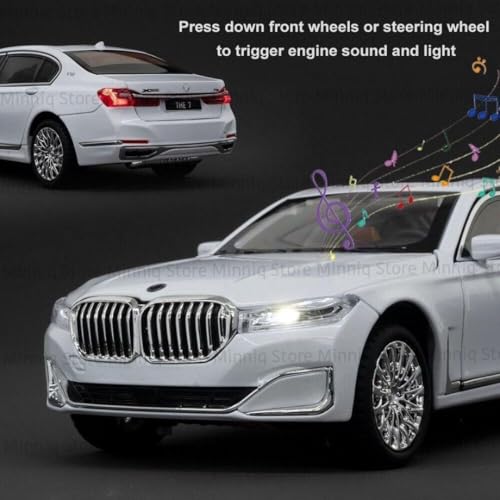 Image of 1:24 B-M-W XM Diecast Metal Pull Back Car with 6 Openable Doors with Sound and Light Toy Decoration car Best Gift Toys for Kids (1:24 B-M-W 760iL - White)