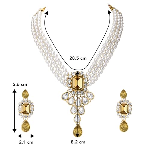 Image of Peora Crystal Faux Pearl Jewellery Gift Set for Women