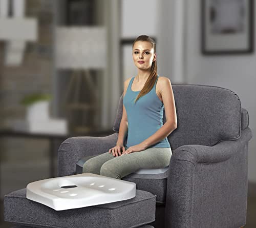 Image of Orthopedic Memory Foam Coccyx Seat Cushion for Tailbone, Sciatica, Lower Back Pain Relief-Ergonomic Cushion for Office /Home Chair & Wheelchair (17 x 17 x 3 inch)