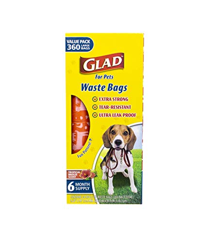 Glad For Pets Large Dog Waste Bags Value Pack | Scented, Tear|Resistant Heavy Duty Dog Poop Bags For Fast And Easy Dog Waste Cleanup | 24 Rolls Waste Bags, 360 Count #TOP1