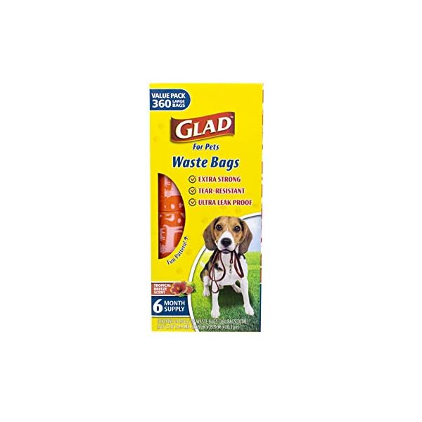 Glad For Pets Large Dog Waste Bags Value Pack | Scented, Tear|Resistant Heavy Duty Dog Poop Bags For Fast And Easy Dog Waste Cleanup | 24 Rolls Waste Bags, 360 Count Glad For Pets Large Dog Waste Bags Value Pack | Scented, Tear|Resistant Heavy Duty Dog Poop Bags For Fast And Easy Dog Waste Cleanup | 24 Rolls Waste Bags, 360 Count