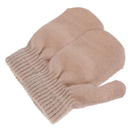BESTonZON Warm Gloves for Boys and Girls Black Knitted Winter Mittens for Toddler Baby Girls Christmas Gloves Snowproof Elastic Wrist Cuff