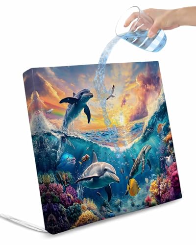 Hokiten Blue Coastal Outdoor Cushion Chair Cover Set of 4 - Waterproof Couch Seat Covers, Dolphin Summer Beach Nautical Ocean Patio Furniture Protector Cushions Slipcovers for Sofa/RV, 22