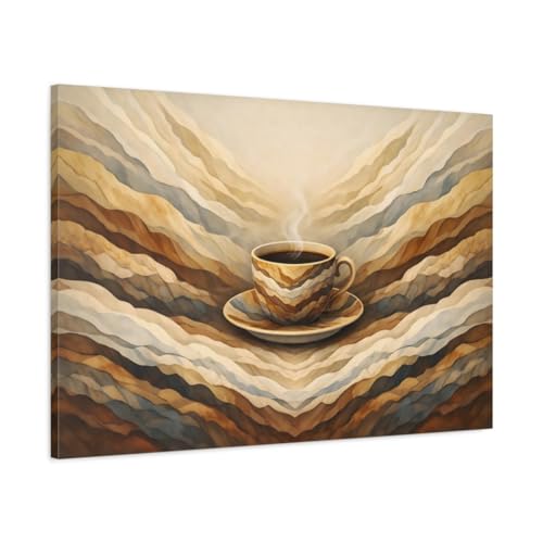Tableau cafe abstrait marron 90x60 cm pour decoration salon