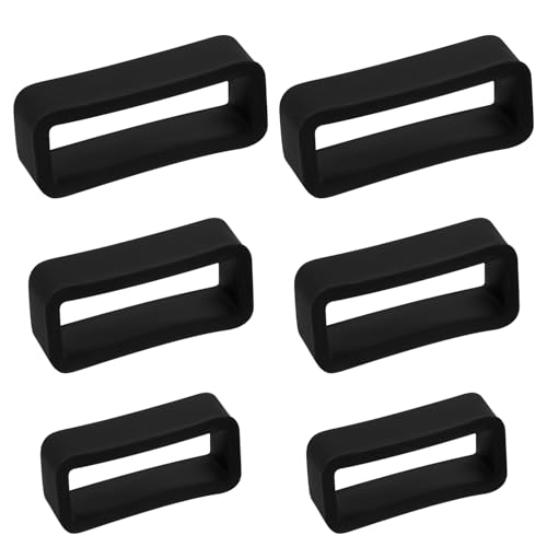 Gosknor 6pcs Watch Band Keepers, 14/16/18mm Silicone Watch Strap Retainer Holder Loop Replacement Parts Watchband Fastener for Smart Sport Watchers Clasp Ring Accessories (Black)