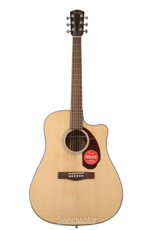 Image of Fender CD-140SCE Dreadnought Cutaway Acoustic Electric Guitar, with 2-Year Warranty, Fishman Pickup and Preamp System, Natural, with Case | Cutaway Dreadnought, Solid Spruce Top, Laminated Ovangkol Back and Sides, Fishman CD-1 Preamp with Tuner, With Hardshell Case