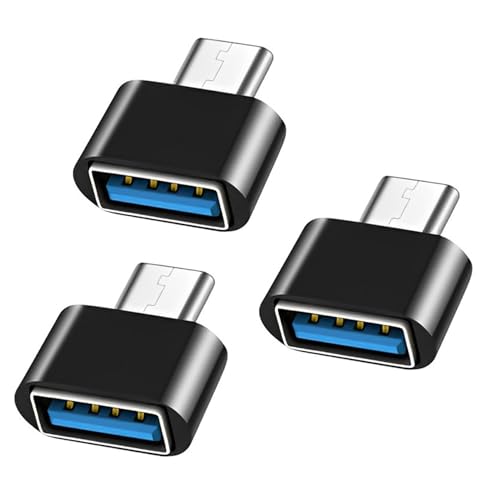 SHUBEIEUMI USB C auf USB Adapter 3 Pack, OTG USB Typ C Stecker auf USB Buchse Adapter, kompatibel mit MacBook, Samsung Galaxy, Laptop und Anderen Typ-C-Ger&auml;ten (Schwarz)