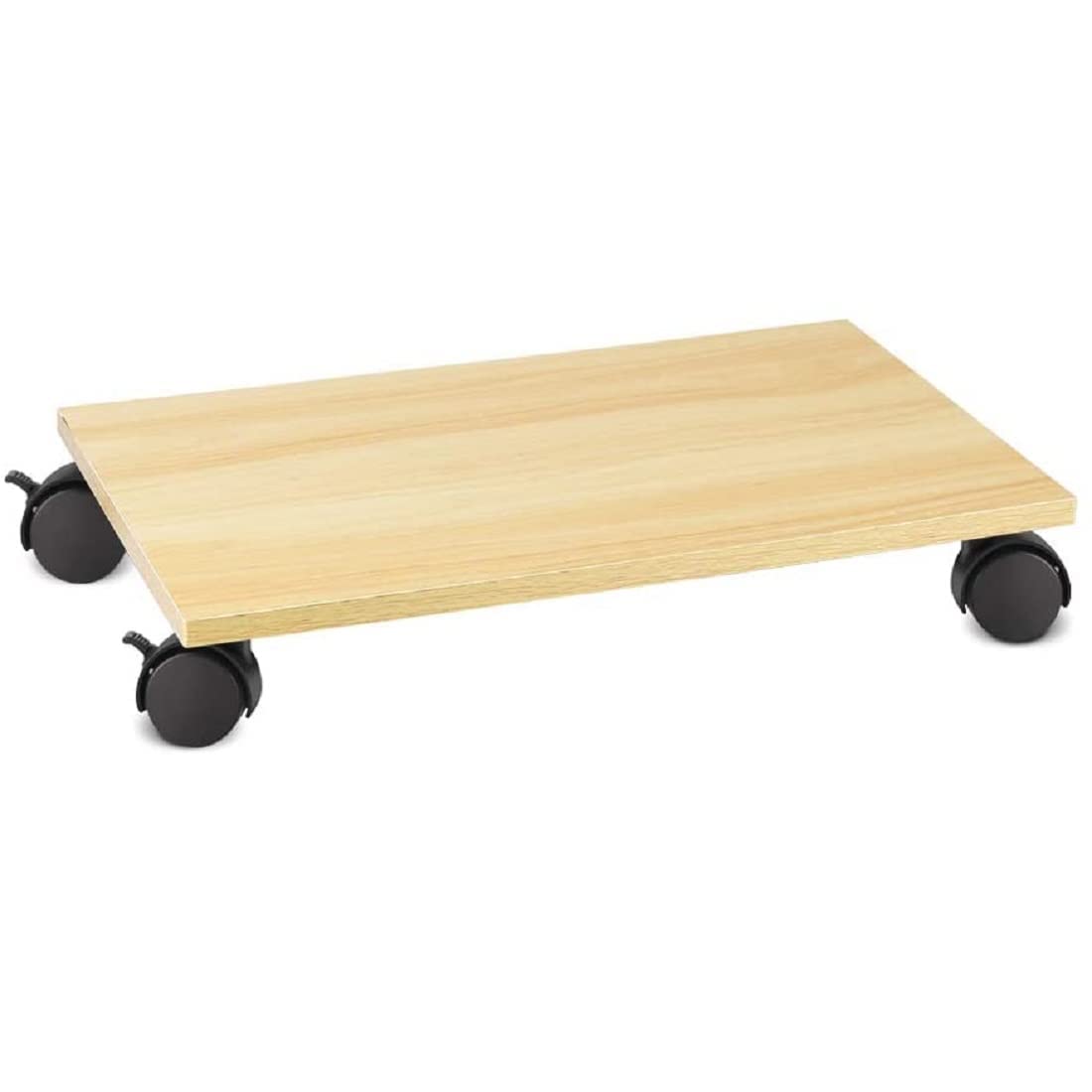 Wooden CPU Stand/CPU Trolley with Wheels/Computer Floor Stand Trolley with Castor Wheels (Beige, 15.75 x 9.06 Inch)-image-49