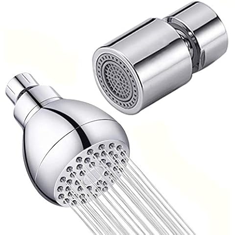 Waternymph Kitchen Sink Aerator Faucet Aerator Dual-function Dual Sprayer 360 Degree Swivel 15/16 Inch- 27UNS Male Thread Aerator and 3 Inch High Pressure Fixed Shower Head G1/2 for Bathroom- Chrome Cover