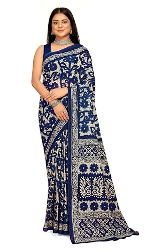 Image of TAMAIRA FASHION Mulmul Pure Cotton Saree For Woman Floral Batik Printed |Office Wear Daily Wear Sarees For Women Without Blouse Piece (Available in 16 Colours)