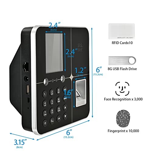 Gelttulu Fingerprint Time Clocks For Employees, 4 In 1 Attendance Machine With Fingerprint, Face, Rfid And Password For Business And Office, 2.4 Inch Tft Lcd Scree #TOP5